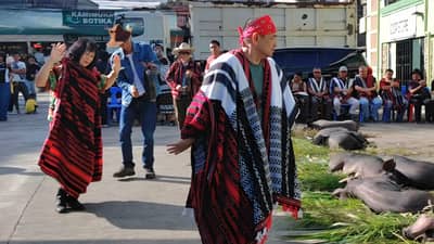Mayor Roderick Awingan of La Trinidad, Benguet dancing the traditional "tayaw" during the opening of the celebration of the indigenous peoples month. |Aldwin Quitasol. Photo Courtesy of Dhenver Bastingo