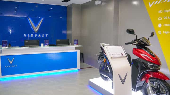 SHOWROOM display at VinFast’s new Mall of Asia facility features electric motorcycles, with sales and technical services available to customers.