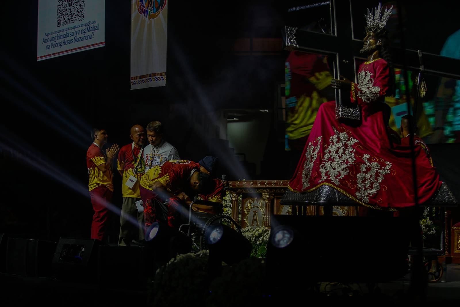 Catholic devotees of Jesus Nazareno gather for the 2nd Balangay National Conference at the Cuneta Astrodome in Pasay City on 10 October 2026. The conference brings together members of Balangays from across the country to deepen their devotion to Jesus Nazareno and strengthen their faith, unity and commitment to compassion and service to fellow devotees.