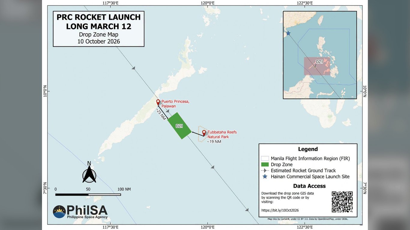 China rocket debris may fall near Palawan