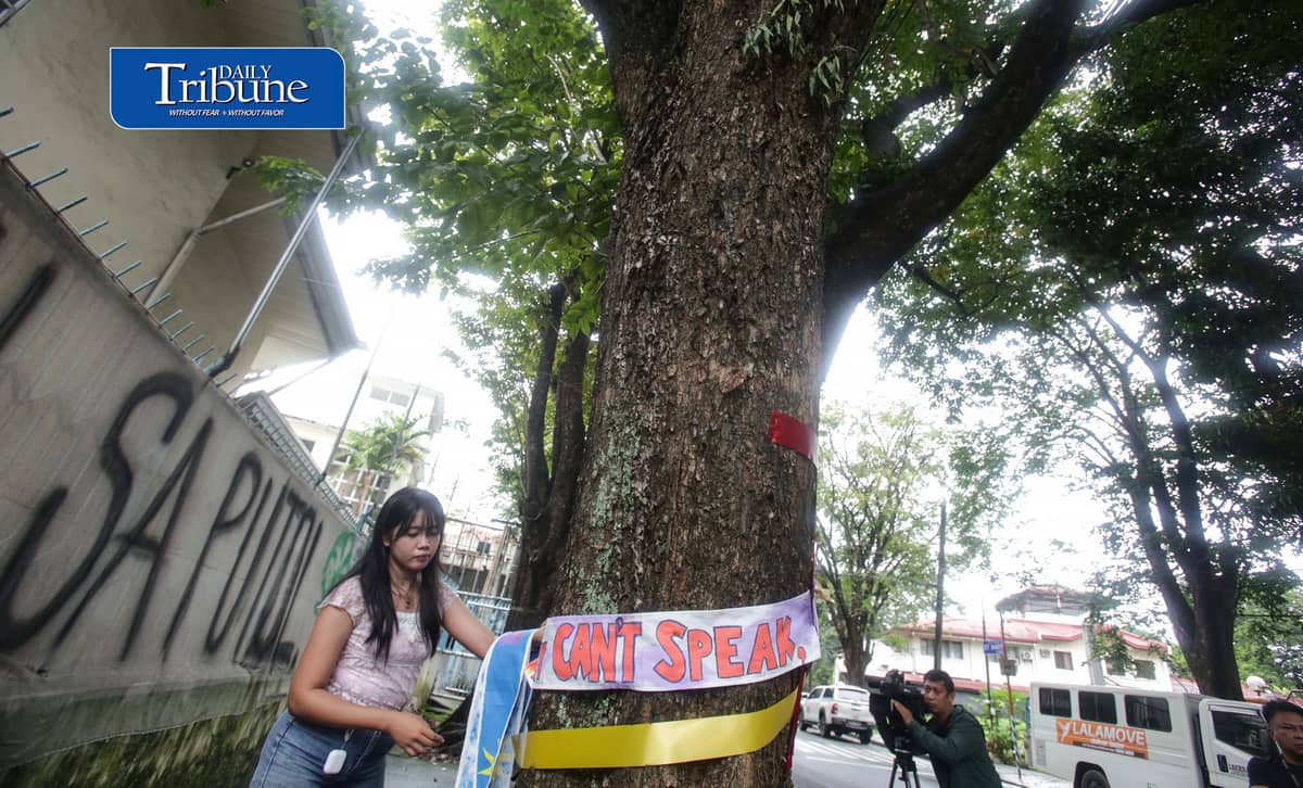 (October 11 2026) Marikina Kontra Agos an Environmentalists and advocates group, stage tree-tagging symbolically placed artworks and nature walk in Provident, Marikina to save trees on Sunday, October 11, 2026, as part of their protest of the planned construction of Asian Development Bank Bridge 1 under the Metro Manila Bridges Project. The group strongly opposes the project, arguing that the construction would require the cutting of century-old and decades-old trees, the groups also warn that removing the mature trees could worsen flood risks, damage the local environment, and intensify urban heat. Photo/Analy Labor