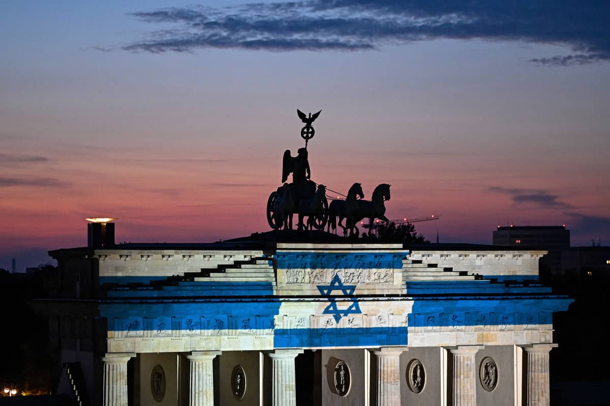 BERLIN’s landmark Brandenburg Gate is illuminated with the Israeli flag in Berlin on 7 October 2026, the third anniversary of Hamas’ terror attack on Israel that resulted in the murder of 1,200 individuals, including four Filipinos.