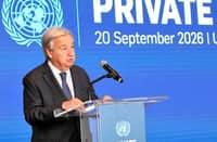 ANTONIO Guterres, Secretary-General of the United Nations, delivers his keynote address at the 2026 UN Private Sector Forum, calling for accelerated action toward a clean, just, and secure energy future.
