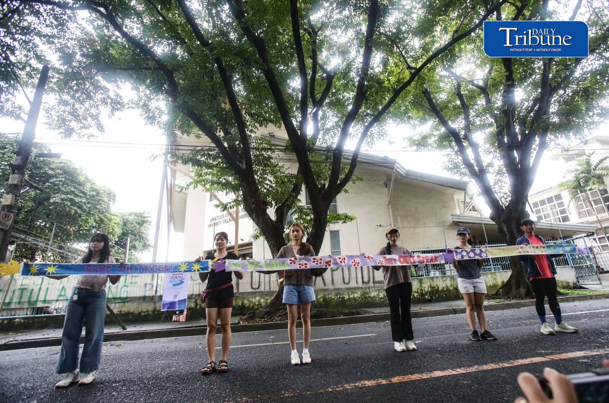 (October 11 2026) Marikina Kontra Agos an Environmentalists and advocates group, stage tree-tagging symbolically placed artworks and nature walk in Provident, Marikina to save trees on Sunday, October 11, 2026, as part of their protest of the planned construction of Asian Development Bank Bridge 1 under the Metro Manila Bridges Project. The group strongly opposes the project, arguing that the construction would require the cutting of century-old and decades-old trees, the groups also warn that removing the mature trees could worsen flood risks, damage the local environment, and intensify urban heat. Photo/Analy Labor