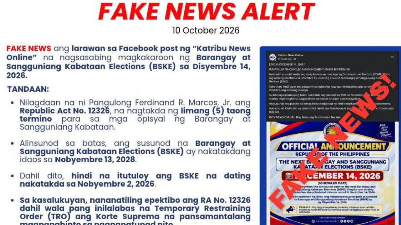 Comelec denies fake Dec. BSKE schedule