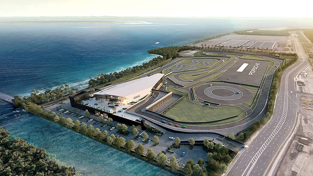 AERIAL view of the upcoming Porsche Experience Centre Singapore shows its 18-turn circuit, which stretches more than two kilometers in Changi.