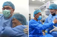 DOCTORS Antonio Say(left) and Alex Sua (right) with their happy patients after surgery.