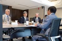 President Ferdinand Marcos Jr. met with Ayala Corporation's Jaime Augusto de Ayala and officials of Mitsubishi Corporation in Singapore on Sunday.