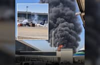 FLAMES on the runway Firefighters douse the burned wreckage of what appears to be a Saudia aircraft at King Khalid International Airport in Riyadh, amid reports of a Houthi missile attack on the Saudi capital. Hundreds were wounded and about a dozen were killed, authorities say.