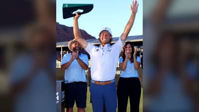 MICHAEL Brennan celebrates after closing with a three-under par 68 to collect his third PGA crown in the Baycurrent Classic in Japan.