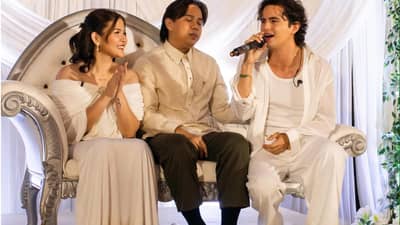 James Reid surprises couple at wedding reception