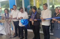 DOST Secretary Renato Solidum Jr., Undersecretary Sancho Mabborang, CALABARZON Regional Director Emelita Bagsit, Quezon Provincial Director Maria Esperanza Jawili, and other officials participate in the ceremonial ribbon-cutting during the inauguration of the DOST Innovation Hub in Quezon Province.