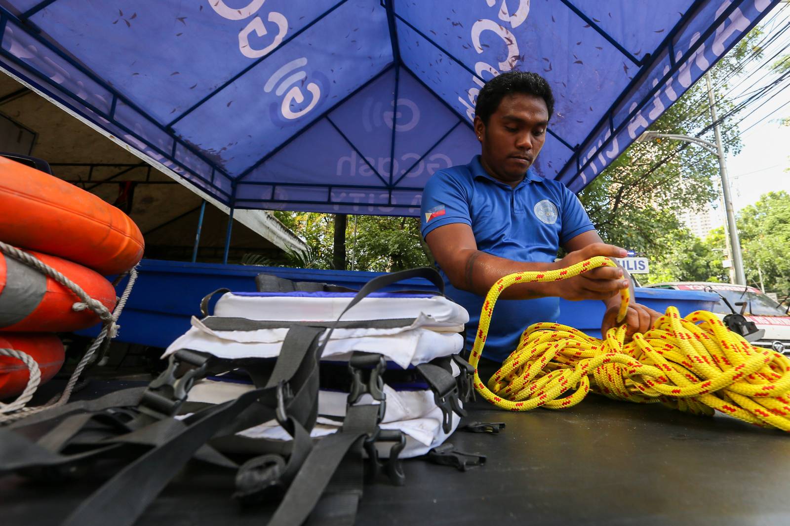 Personnel from the Manila Disaster Risk Reduction Management Office prepare their equipment at their headquarters along Quirino Avenue on 13 October 2026, in celebration of the International Day of Disaster Risk Reduction. Designated by the United Nations and observed annually on 13 October, the day promotes a global culture of disaster prevention and preparedness, highlighting the importance of reducing risks, strengthening resilience, and equipping communities with the knowledge and resources to better withstand disasters.