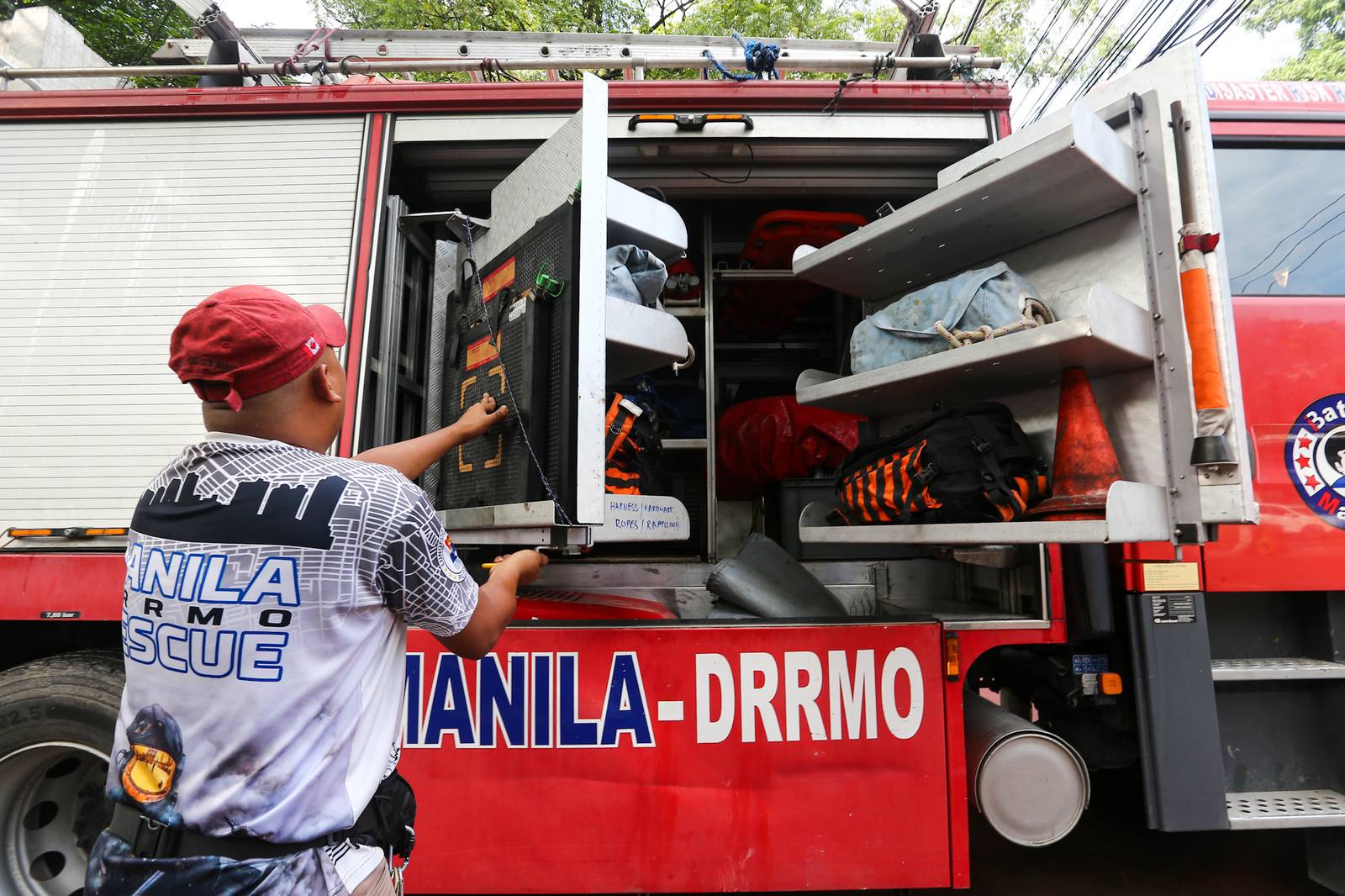 Personnel from the Manila Disaster Risk Reduction Management Office prepare their equipment at their headquarters along Quirino Avenue on 13 October 2026, in celebration of the International Day of Disaster Risk Reduction. Designated by the United Nations and observed annually on 13 October, the day promotes a global culture of disaster prevention and preparedness, highlighting the importance of reducing risks, strengthening resilience, and equipping communities with the knowledge and resources to better withstand disasters.