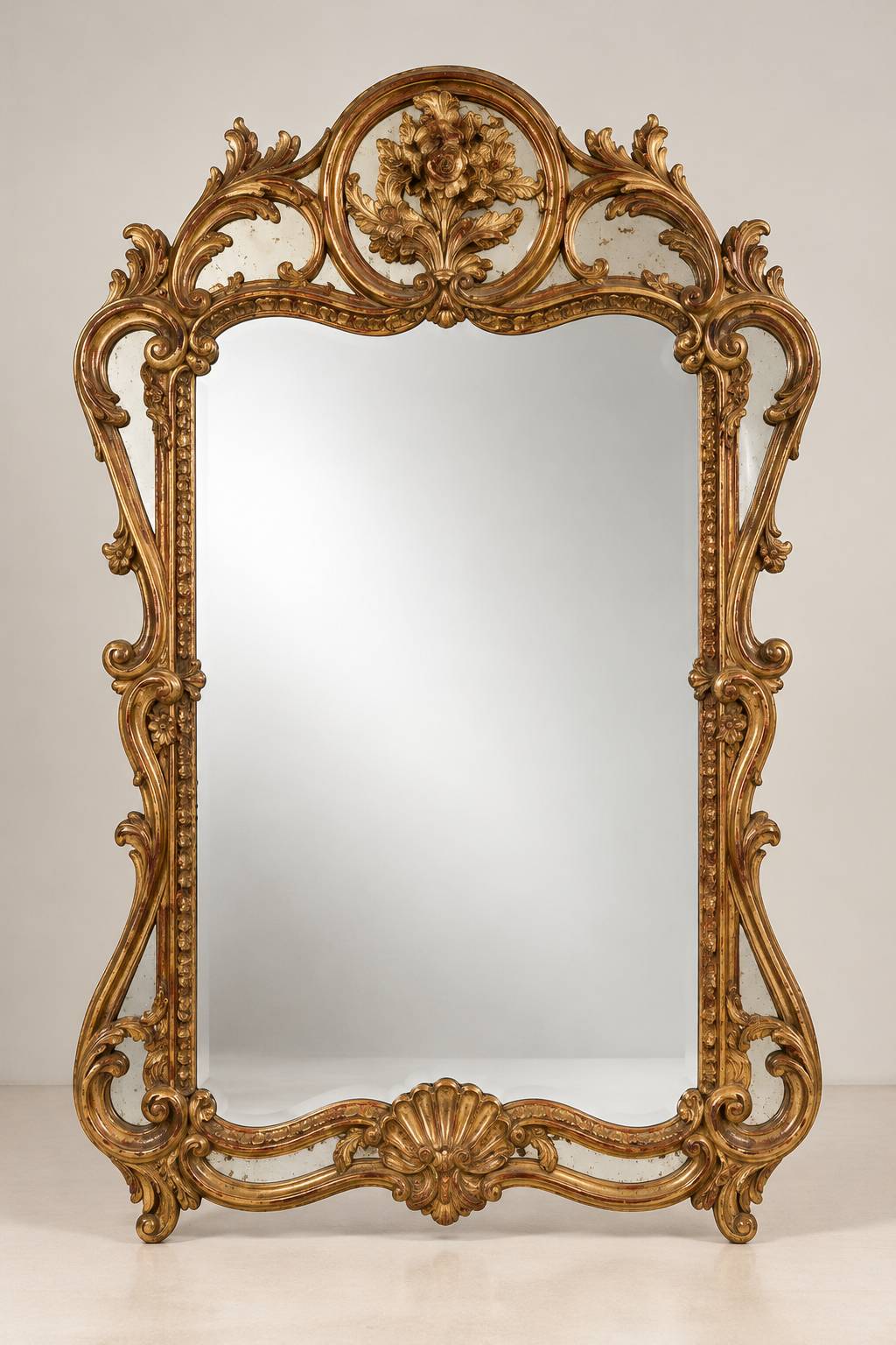 ORNATE antique gold Rococo mirror.