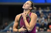 ARYNA Sabalenka displays her frustrations after suffering a 3-6, 6-4, 7-6 (7/5) loss to Ann Li in the second round of the Wuhan Open on Wednesday.