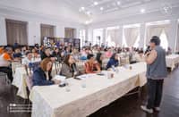 Journalist and Baybayin advocate Howie Severino speaks to participants during the Kalilayang Likhaing Baybayin workshop at the Capitol Compound in Lucena City on 16 October 2026.