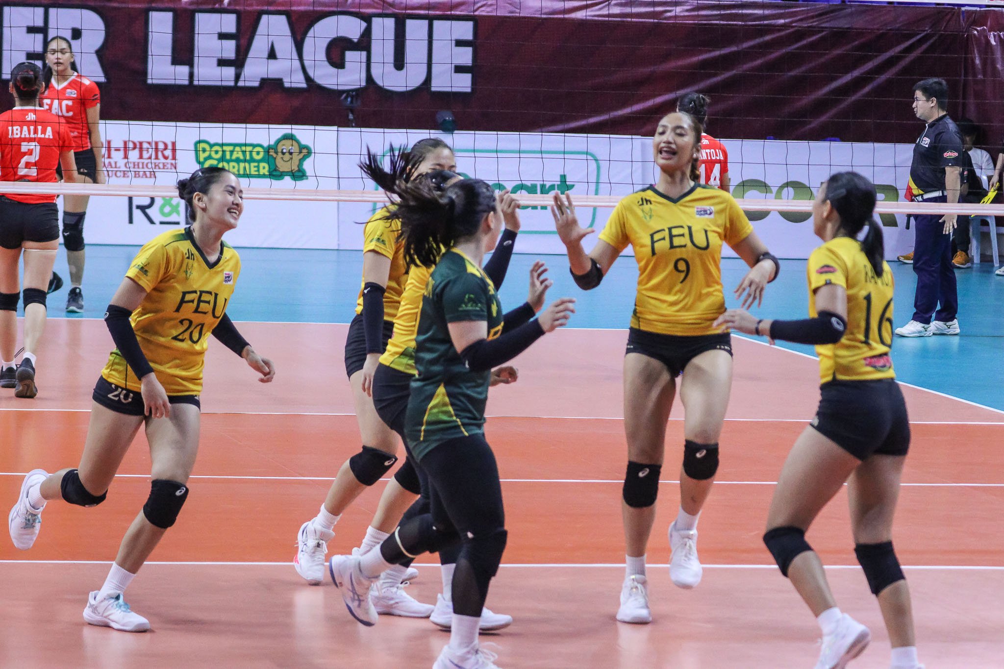 FEU escapes EAC in five-setter, sweeps Pool C