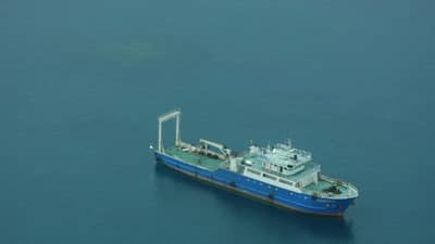 The Chinese monitoring vessel at Panatag Shoal, West Philippine Sea.