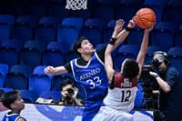 JAYDEN Ylen of Ateneo blocks the shot of Kean Poquiz of UPIS during their 100-80 victory in the UAAP Season 89 16U high school basketball tournament on Sunday.