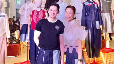 DESIGNER RJ Santos with Plains & Prints’ Roxanne Farillas.