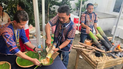 MANDAYA delegates prepare dishes cooked in bamboo tubes such as l’lulot na manok, l’lulot na pasayan and pyaigis na baboy.