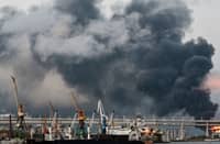 SMOKE rises above the city following an air attack on the oil terminal in Saint Petersburg on 18 October 2026, amid the ongoing Russian-Ukrainian conflict.