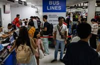 PASSENGERS crowd the concourse at the Parañaque Integrated Terminal Exchange ahead of the upcoming Undas holiday travel peak. Terminal officials project about 1.9-million travelers will pass through the intermodal hub starting 25 October aided by additional bus schedules and enhanced connectivity via the LRT-1 extension.