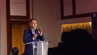 Transportation Secretary Giovanni Lopez at the EJAP Infrastructure Forum on Monday.
