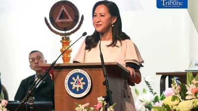 Quezon City Mayor Joy Belmonte delivers her eighth State of the City Address at the Quezon City M.I.C.E. Center on Monday, 19 October.
