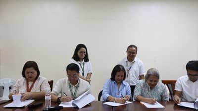 Representatives of DA-CALABARZON and participating swine multiplier farms sign a memorandum of agreement on 19 October 2026 for the Swine Repopulation Project, which will provide 1,375 pigs to five farms to help rebuild the region’s hog stocks following African swine fever losses.