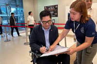 1PWD Partylist first nominee John Darnell Castro files a formal complaint-referral against the hosts and producers of the 'Machong Chismisan' podcast at the National Bureau of Investigation headquarters in Manila on Monday. The complaint alleges violations of the Cybercrime Prevention Act and the Magna Carta for Disabled Persons over derogatory remarks made against Josh Aquino, a person with autism.