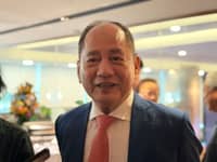 PSE President and CEO Ramon Monzon speaks to the press after GCash’s bell-ringing ceremony on Tuesday.