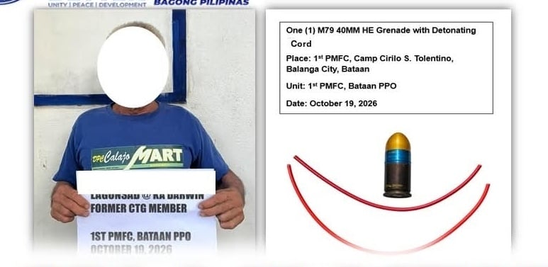 Ex-Rebel in Bataan-Zambales Area Surrenders; Turns Over High-Explosive Grenade