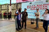 First Lady Louise Araneta Marcos hugs PDL Jose Lobiano who was released Tuesday, 20 October 2026, the same day his documents was reviewed . Looking on are Bureau of Corrections Director General Gregorio Pio P. Catapang Jr. and Justice Undersecretary Deo Marco.
Lobiano was among the 43 released under the Bilis Laya Program . Courtesy of BuCor