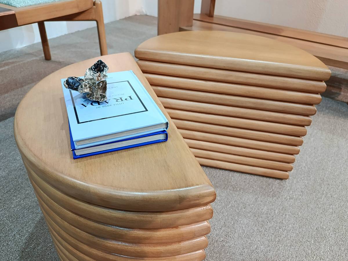 FLUTED Demi-Lune Cocktail Table.