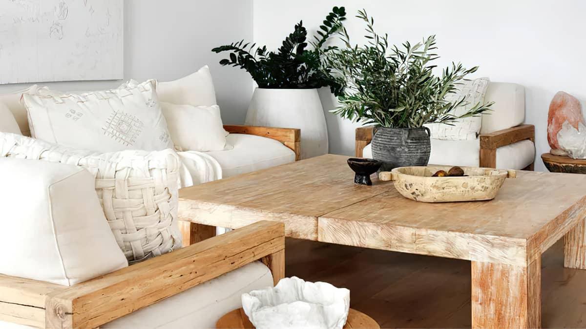 A MINIMALIST living room uses functional furniture and a restrained arrangement of decorative objects to maintain an open layout. Keeping frequently used areas clear can make the room easier to navigate and maintain.