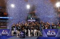 THE Tampa Bay Rays celebrate after beating the Cleveland Guardians, 7-3, in the American League Championship Series to make a return to the World Series for the first time since 2020.