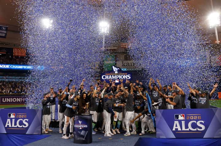 THE Tampa Bay Rays celebrate after beating the Cleveland Guardians, 7-3, in the American League Championship Series to make a return to the World Series for the first time since 2020.