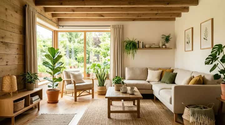 WOODEN furniture, indoor plants and textured furnishings introduce warmth into a minimalist interior. Carefully selected decorative elements allow homeowners to maintain a simple design while reflecting their personal preferences.