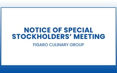 Figaro culinary group: Notice of special stockholders’ meeting