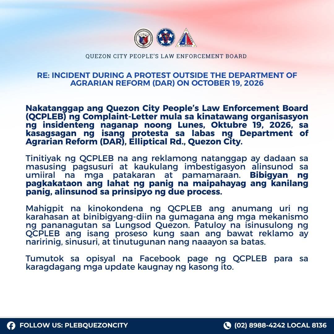 QC Law Enforcement Board received complaint-letter over police-protesters clash outside DAR 