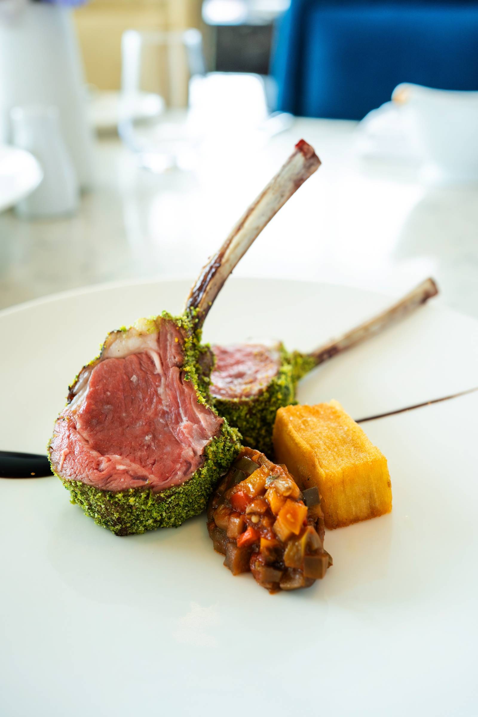 PISTACHIO and Herb-crusted Lamb Rack.