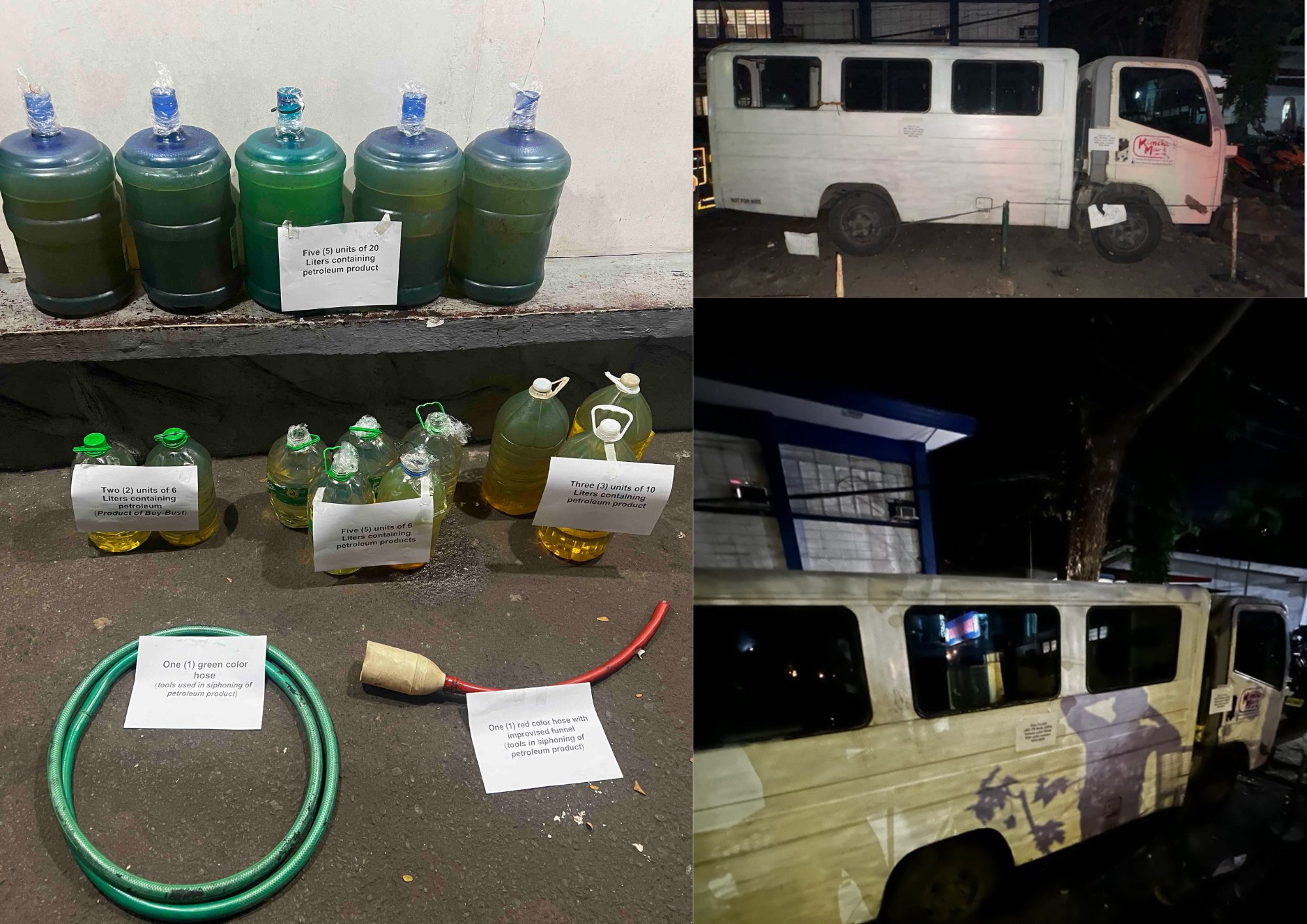 Four suspects nabbed in alleged illegal petroleum trading in Payatas
