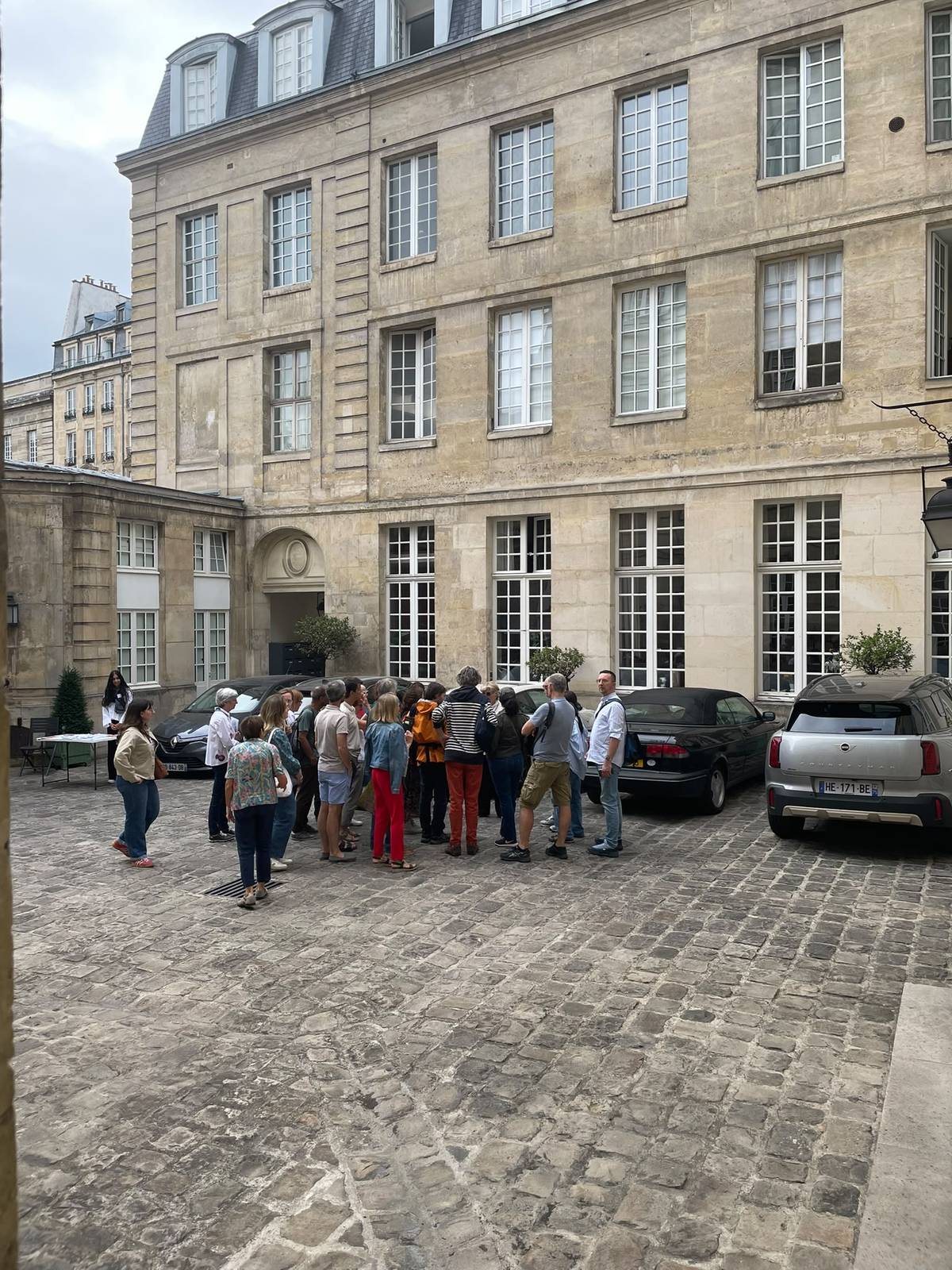 PEOPLE milling outside the building within which our quarters are situated, in the north wing of this monument historique during this year's Journées des Patrimoine, a cultural event in Paris