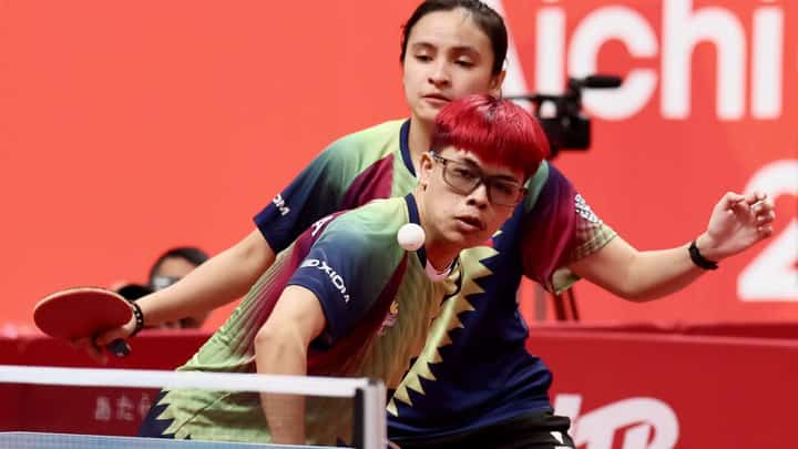 Lhey Manginsay and Wilfred Redulla display a solid performance for a runner-up finish in the mixed doubles Class XD17 table tennis competition of the 5th Asian Para Games at the Sky Hall Toyota on Thursday.