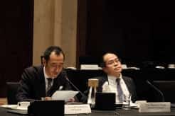 TMP President Masando Hashimoto (left) discusses Toyota Group updates during the 27th TSEZ Update Meeting, alongside PEZA Director General Tereso Panga.