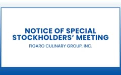 Notice of Special Stockholders' Meeting: Figaro Culinary Group, Inc.