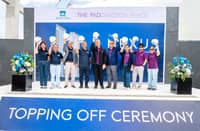 EXECUTIUVES of Metro Stonerich Corporation (MSC) and Empire East Land Holdings, Inc. lead the ceremonial topping off of The Paddington Place in Mandaluyong City. From left: MSC assistant vice president Mary Joy Laquindanum; senior vice president Fernando F. Villanueva, Jr.; vice chairman and chief operating officer Eliseo A. Aurellado; and president Maximillian G. Quintos; Empire East president and chief executive officer Atty. Anthony Charlemagne C. Yu; chief operating officer and chief information officer Lino P. Victorioso, Jr.; senior vice president and chief marketing officer Jhoanna Lyndelou T. Llaga; assistant vice president for Project Construction Engr. Rudolf Ryan B. Capor; and vice president for Property Development, Administration and General Services Engr. Gemma O. Romero.