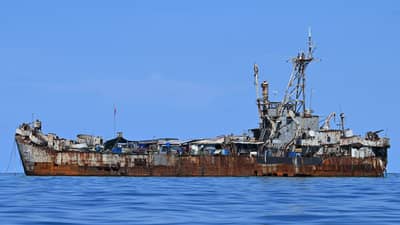 THE BRP Sierra Madre sits grounded at Second Thomas Shoal in the West Philippine Sea.